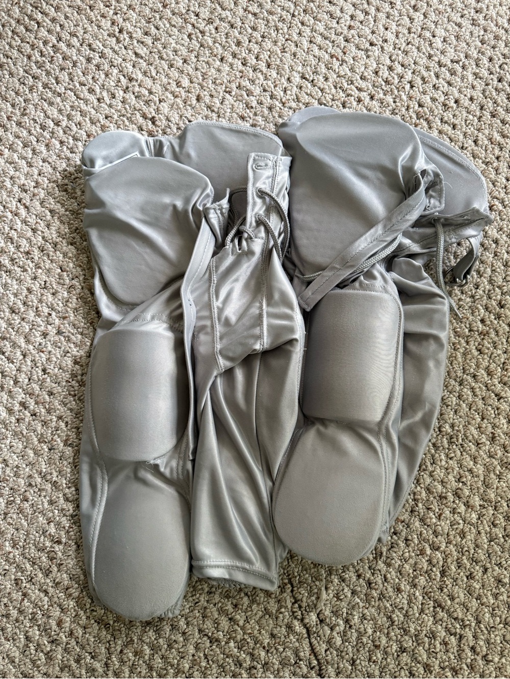 3- Silver Padded Youth Football Pants  (2 Martin brand, 1 Team Sports Brand